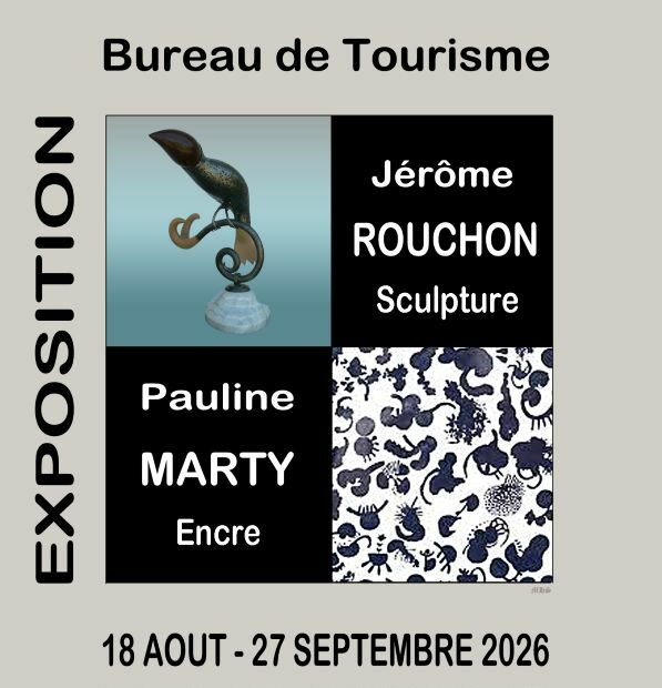 Sculptures de J. Rouchon et encres de P. Marty